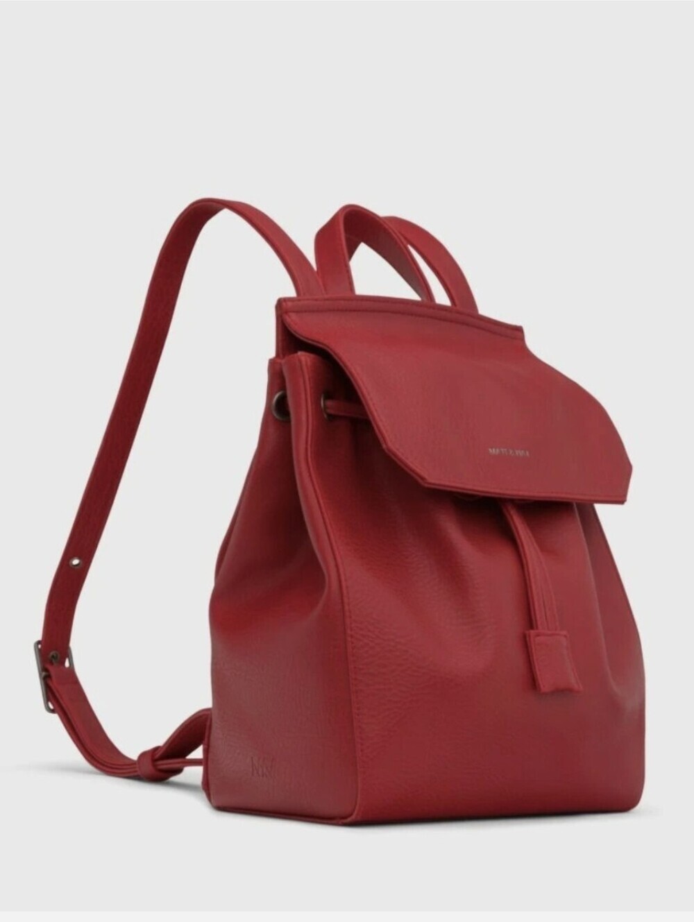 Matt & Nat Vibrant Red Vegan Leather Slouchy 90's Drawstring Backpack